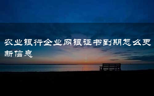 农业银行企业网银证书到期怎么更新信息